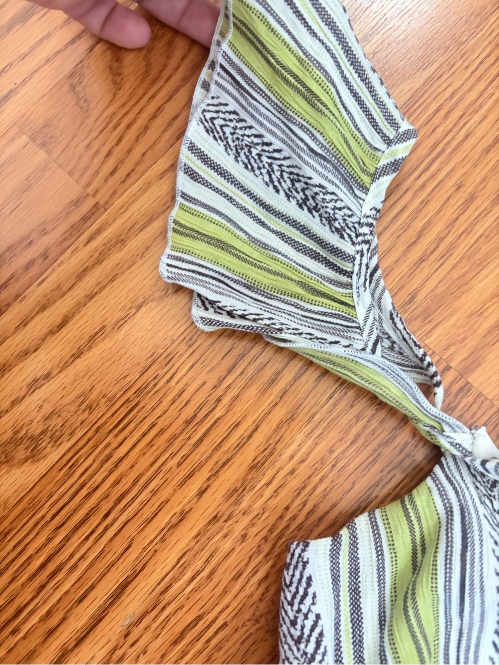 Max+Ash Striped Maxi Dress in Green and White with Ruffle Straps - Picture 3 of 12